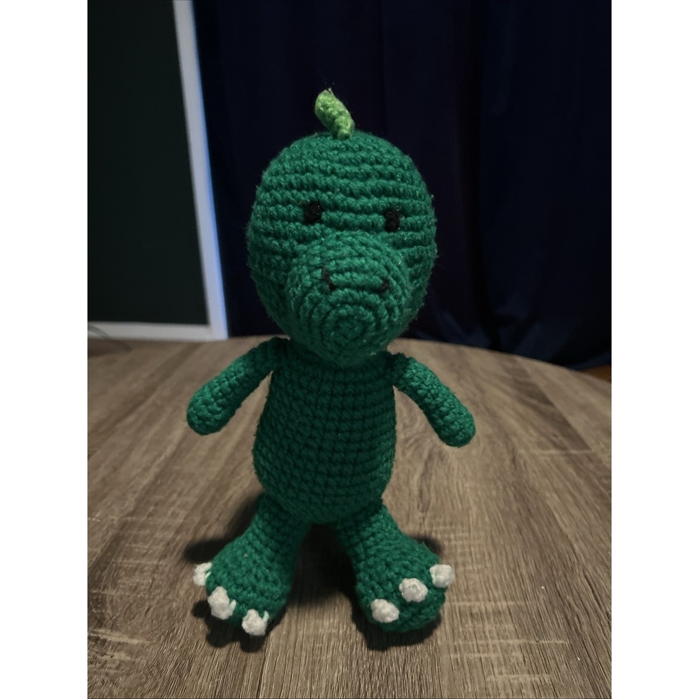 Crocheted Green Dinosaur Plush Toy Stuffed Animal Amigurumi T-Rex! - Picture 2 of 7